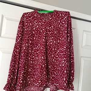 SHEIN Burgundy Floral Blouse